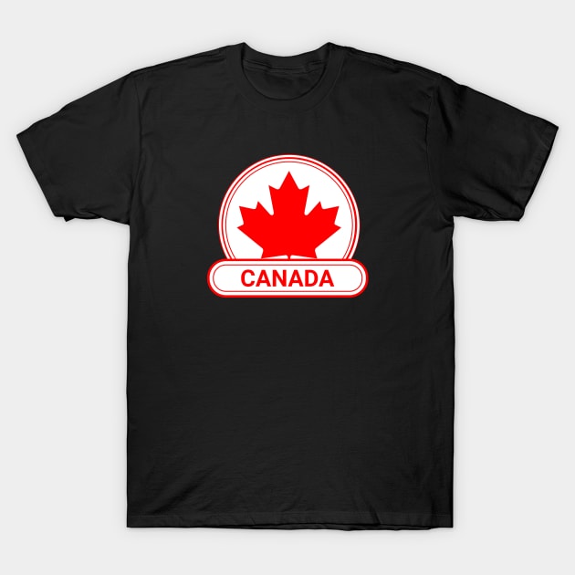 Canada Country Badge - Maple Leaf Canada Flag T-Shirt by Yesteeyear